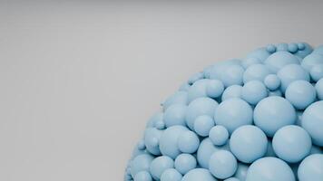 A ball of blue balls is shown in a 3d rendering photo