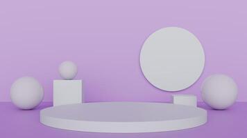 A white stage with three white eggs and a mirror photo