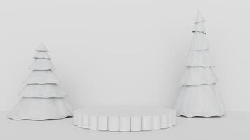 3d rendering of three white trees photo