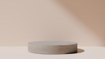 A concrete round table on a beige background photo