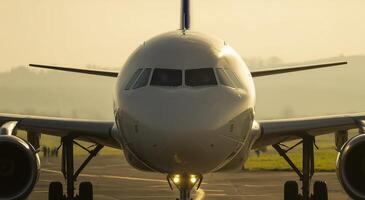 A large airplane on the runway photo