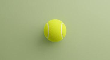 Striking Top Down View of a Bright Yellow Tennis Ball Centered on a Clean Light Green Background Ideal for Sports and Minimalist Design photo