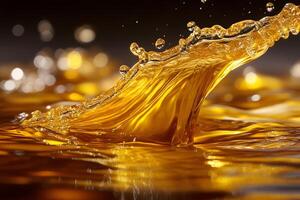 Golden Liquid Wave Splash for Beverage and Advertising Design photo
