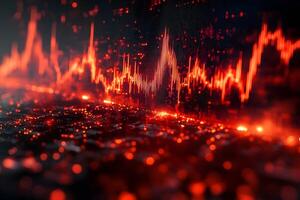 Futuristic Digital Data Visualization with Red Financial Graphs for Technology Design photo
