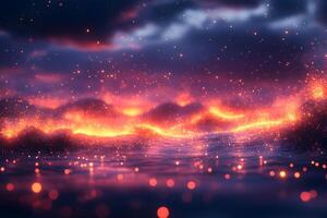 Fiery Abstract Waves at Twilight for Modern Art and Design photo