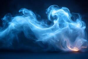 Ethereal Blue Smoke Swirls with Warm Light for Abstract Art and Design photo