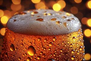 Refreshing Craft Beer with Bokeh Lights - Perfect for Celebrations and Social Gatherings photo