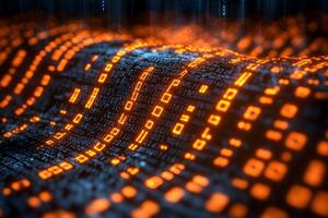 Dynamic Digital Data Flow with Glowing Binary Code for Technology Design photo