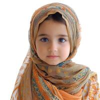 A little girl wearing a headscarf. photo