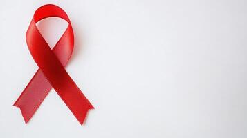 Red ribbon on white background photo