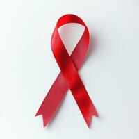 Red ribbon on white background. photo