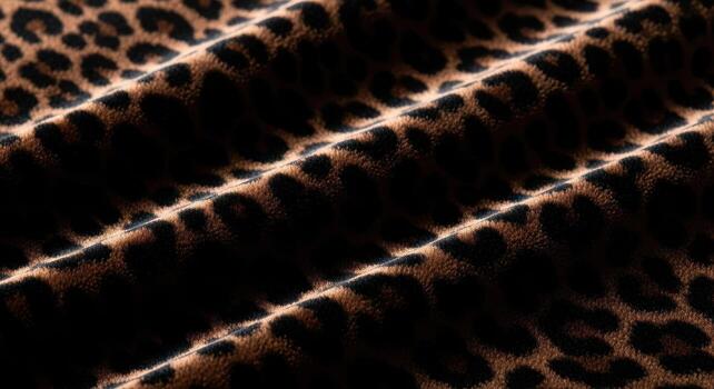 Luxurious dark brown and black leopard print velvet fabric with soft folds and elegant pattern. photo