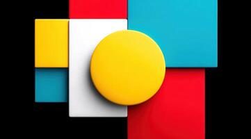 Geometric composition with vibrant colors and a yellow circle photo