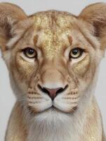Portrait of a lion cub with golden glitter makeup photo