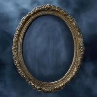 Ornate oval frame with a dark moody background photo