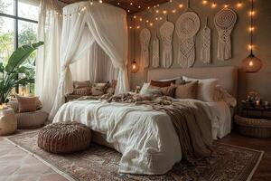 A beautifully decorated bedroom showcasing an inviting and tranquil atmosphere photo
