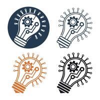 Light bulb gear technology icons innovation process and creative thinking concept vector