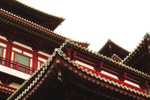 Low angle of Chinese temple architecture photo