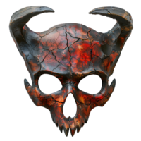 Volcanic Demon Face Mask with Burnt Bone Structure and Menacing Expressions on Transparent Background png