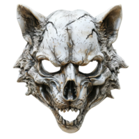 Mythical Werewolf Skull Mask with Carved Bone Look and Aggressive Snouts Isolated on Transparent Background png