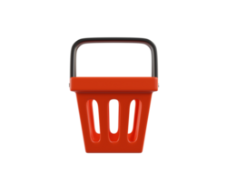 Red empty Shopping Basket from a supermarket. 3d rendering of the icon on a transparent background png
