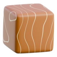 3D Render character of a caramel cube png