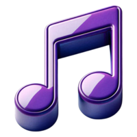 3D Glossy Purple Music Note Icon Isolated on Transparent Background for Audio Symbol Sound Media Melody App Interface and Entertainment Design png