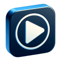 3D Blue Play Button Icon for Media, Playback, Streaming Apps, Multimedia Interfaces, and Digital Controls on Transparent Background png