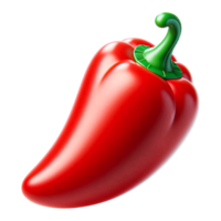 3D Red Chili Pepper with Green Stem Isolated on Transparent Background Spicy Food Icon in Cartoon Style for Digital and Web Use png