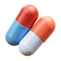 Two colorful capsules isolated on transparent background png