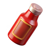 Red sauce bottle mockup isolated on transparent background png