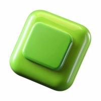Glossy green square button element isolated on transparent background png