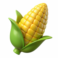 3d render of corn on the cob isolated on transparent background png