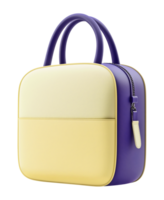 Pastel yellow and purple backpack, 3D render, transparent background. png