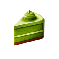 A Slice of Matcha Cake with Whipped Cream png