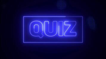 Neon Blue Quiz Title Animation Glowing Text with Frame on Halftone Background video