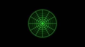 Green Radar Scanner Circular Wave Animation with Glowing Radio Wave Effect on Black Background for HUD and Sci-Fi Interface video