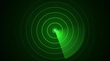 Radar Sreen Animation with Rotating Scan Beam and Circular Rings for Military or Sci-Fi HUD Interface video