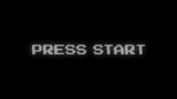 Retro Press Start VHS Flicker Screen Animation Pixelated Gaming Intro with Scanline Effect video