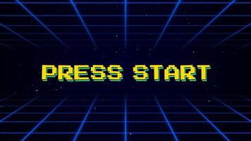 Retro Press Start Screen Animation, Pixel Art Arcade Style Game Intro video