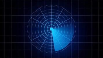 Blue Radar Scanner Interface Animation with Rotating Beam and Grid for Military Tracking, Air Traffic, and Sci-Fi HUD Display video
