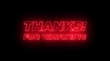 Thanks For Watching Neon Sign Animation With Halftone Background video