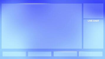 Liquid Glass Stream Intermission Overlay Loop Animation, Modern UI Layout Webcam with Chat Box Gradient Blue Background video
