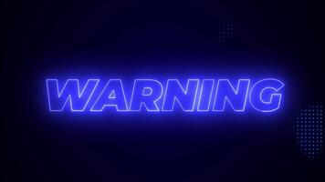 Flickering Neon Blue Warning Animation, Glowing Text on Dark Halftone Background video
