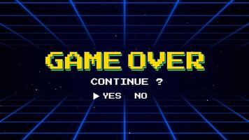 Retro Game Over Screen Animation, Pixel Art Arcade Style with Continue Option video