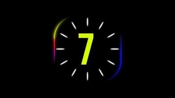 Animated Countdown Number 10 to 0 Vibrant Border edges video