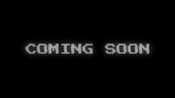 Retro Coming Soon CRT Screen Animation, Pixelated Text with Glitch Effect on Black Background video
