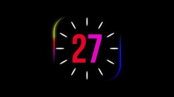 30 Seconds Countdown Timer with Dynamic Color Vibrant Border edges video