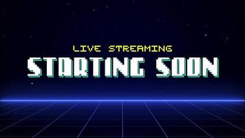 Live Streaming Starting Soon Pixel Style Retro Grid Background Loop Animation Set video