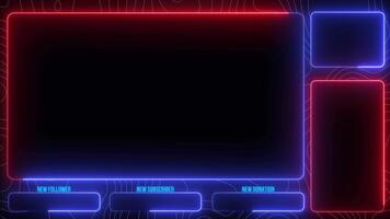 Intermission Stream Overlay Neon Animation with Alerts and Webcam Panels for Gaming and Streaming video